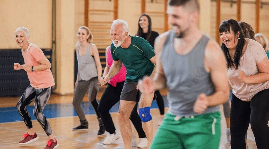 group of people exercising